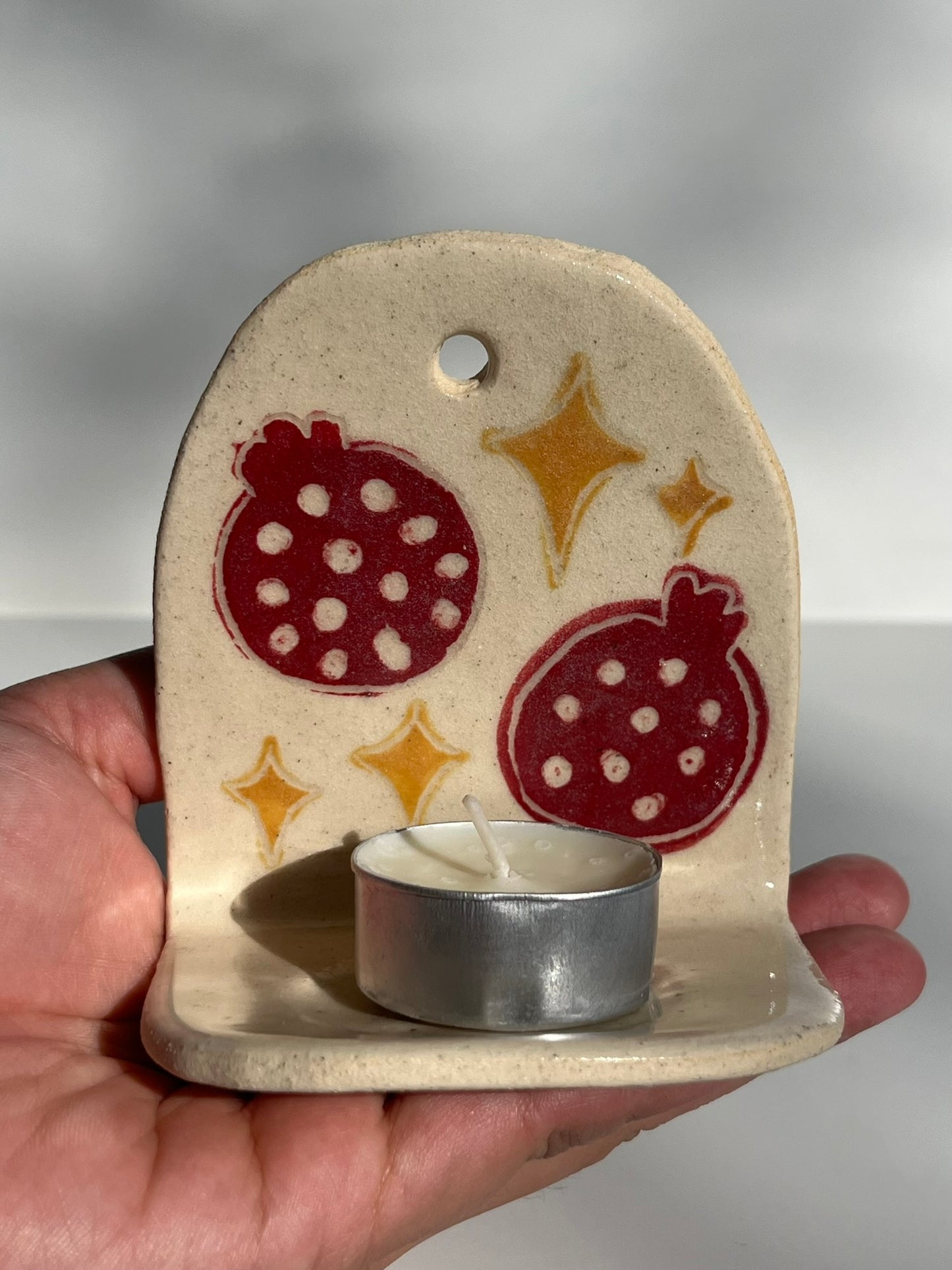 pomegranate tea light holder