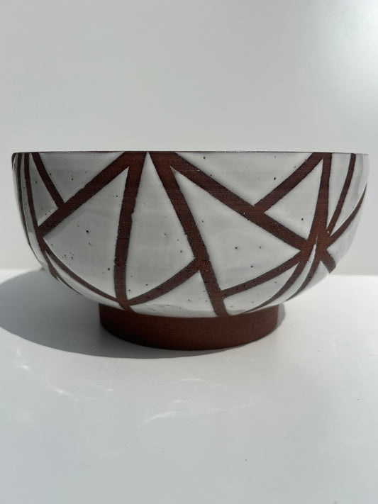 XL White Geometric Bowl