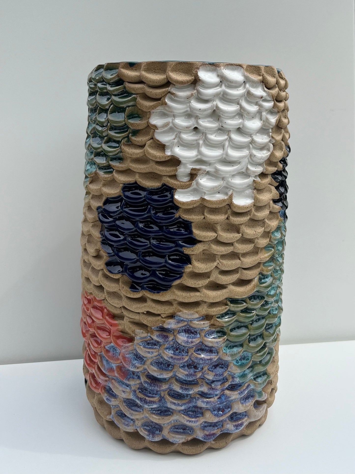 Teal Thumbprint Vase