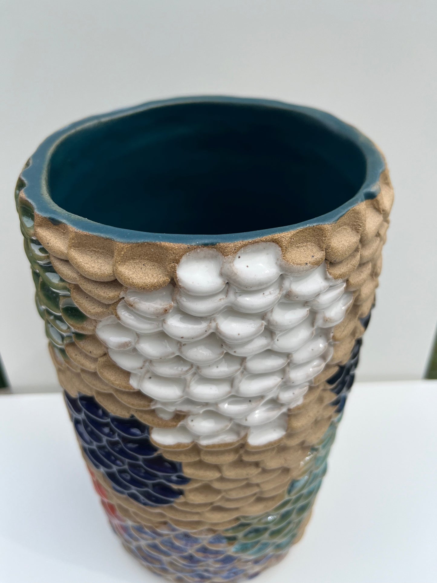 Teal Thumbprint Vase