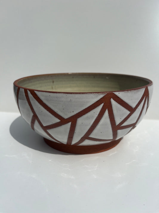 Large White Geometric Bowl